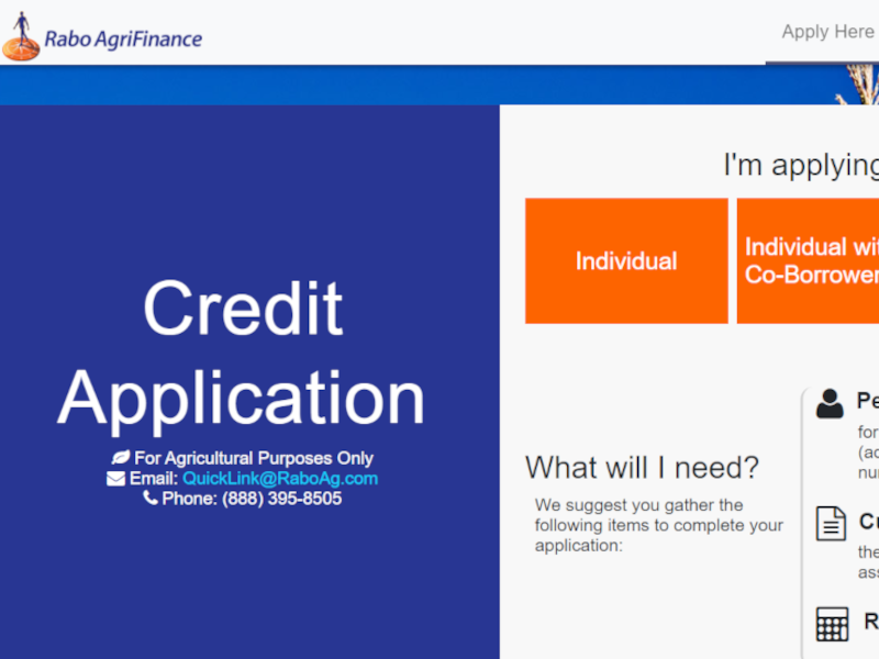 Rabo AgriFinance Online Credit Application