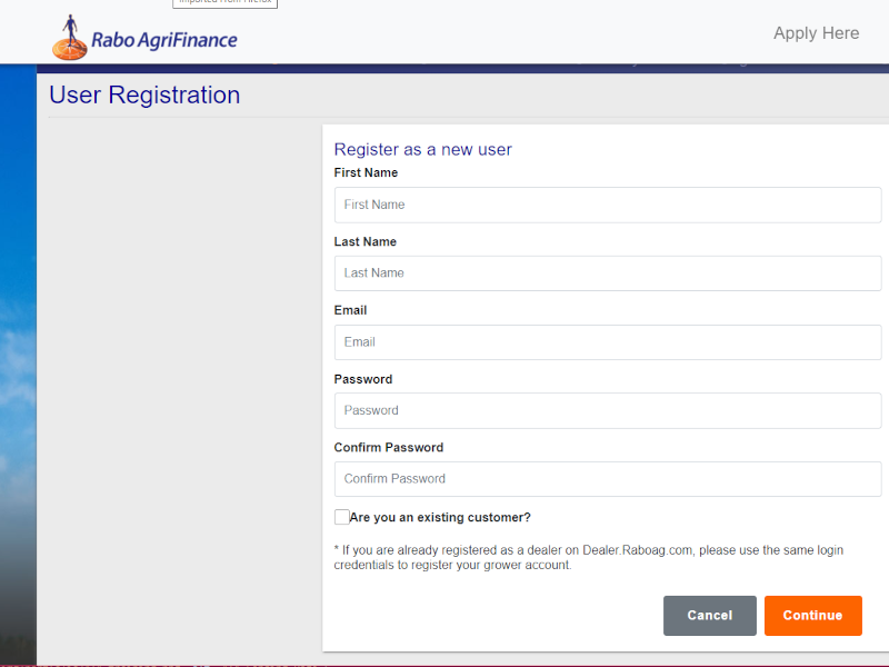 User Registration Screen